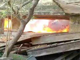 हैलट हॉस्पिटल कैंपस में लगी आग