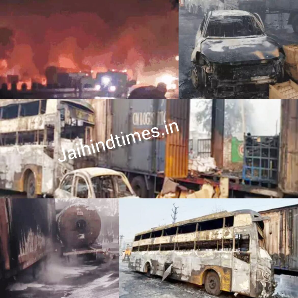 BIG BREAKING NEWS: Explosion in a tanker filled with chemicals in front of Delhi Public School, 5 people burnt alive, 40 vehicles caught fire, 35 people burnt.